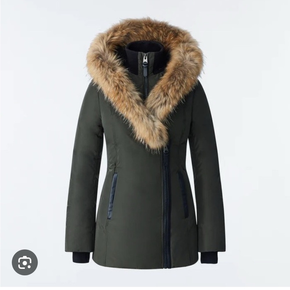 Macakage Women's Olive Green Fur-Trimmed Jacket